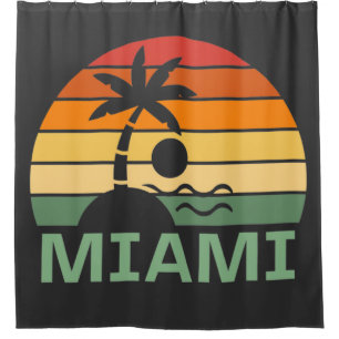 Miami Florida Vintag Palm Trees Summer Beach Duschvorhang