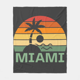 Miami Florida Vintag Palm Trees Summer Beach Fleecedecke
