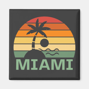 Miami Florida Vintag Palm Trees Summer Beach Magnet