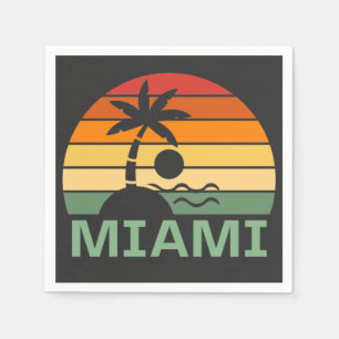 Miami Florida Vintag Palm Trees Summer Beach Serviette