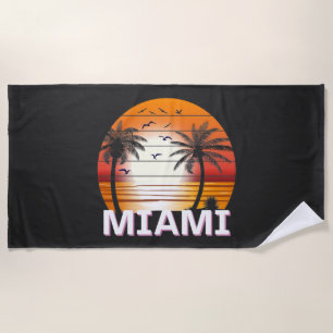 Miami Florida Vintag Palm Trees Summer Beach Strandtuch
