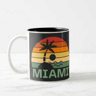 Miami Florida Vintag Palm Trees Summer Beach Zweifarbige Tasse