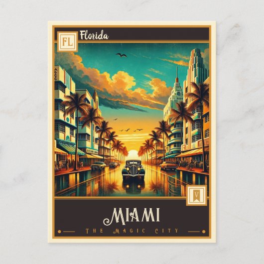 Miami, Florida | VINTAG Postkarte (Vorderseite)