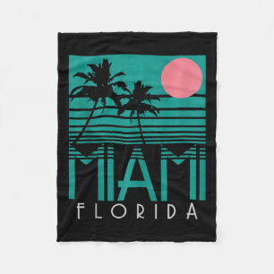 Miami Florida Vintag Retro Palm Trees Beach Sommer Fleecedecke