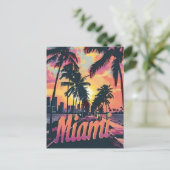 Miami Florida Vintag Retro Travel Illustration Postkarte (Stehend Vorderseite)