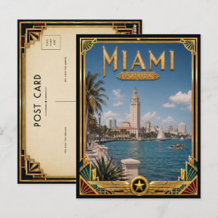 Miami Florida Vintage Art Deco Golden Age Postkarte