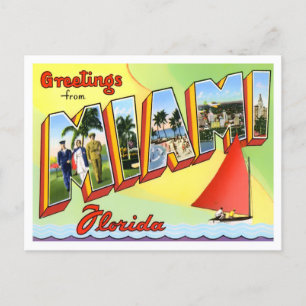 Miami, Florida Vintage Große Buchstaben Postkarte