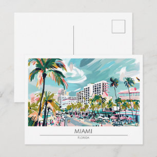 Miami Florida Vintage-Kunst-Illustration Reise Postkarte