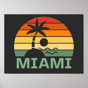 Miami Florida Vintage Palmen Sommer Strand Poster