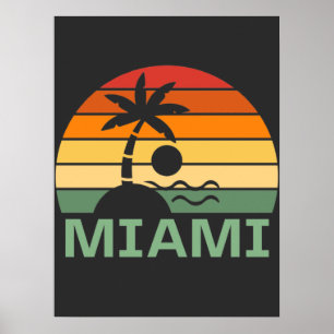 Miami Florida Vintage Palmen Sommer Strand Poster
