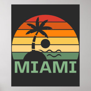 Miami Florida Vintage Palmen Sommer Strand Poster