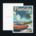 Miami Florida Vintage Reise - Illustration Postkarte<br><div class="desc">Miami Florida Art Vintage - Illustration</div>