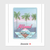 Miami Florida Vintage Reiseplakat Aufkleber (Blatt)