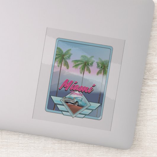 Miami Florida Vintage Reiseplakat Aufkleber (Detail)