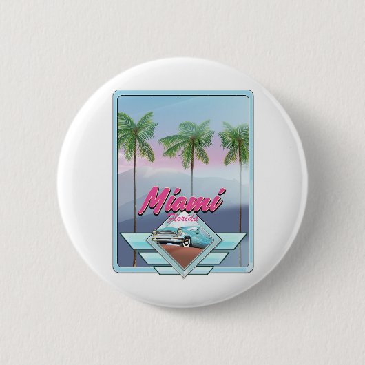 Miami Florida Vintage Reiseplakat Button (Vorderseite)