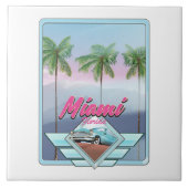 Miami Florida Vintage Reiseplakat Fliese (Vorderseite)
