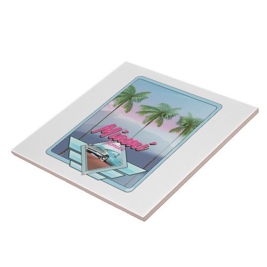 Miami Florida Vintage Reiseplakat Fliese (Seite)
