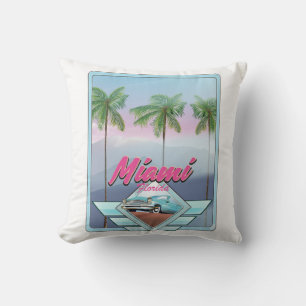 Miami Florida Vintage Reiseplakat Kissen