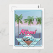 Miami Florida Vintage Reiseplakat Postkarte (Vorne/Hinten)