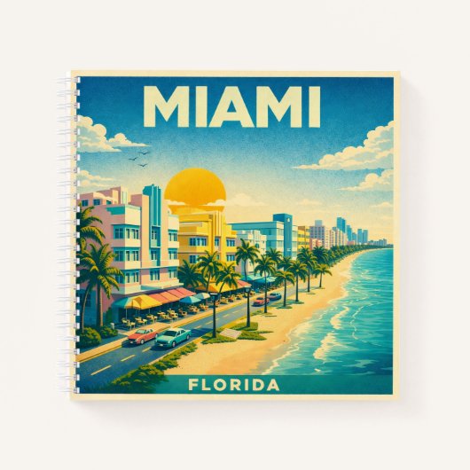 Miami Florida Vintage Reiseposter Notizbuch (Vorderseite)