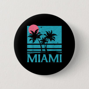 Miami Florida Vintage Retro Palmen Lustiger Strand Button
