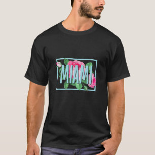 Miami Florida Vintage Rose Pink Floral City, USA T-Shirt