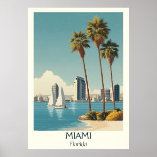 Miami Florida Vintages Skyline-Reiseplaner Poster