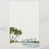 Miami Florida Wasserfarbenpalme Landschaft Briefpapier (Rückseite)