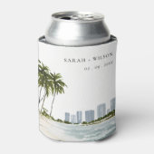 Miami Florida Wasserfarbenpalme Landschaft Hochzei Dosenkühler (Kanne Vorderseite)