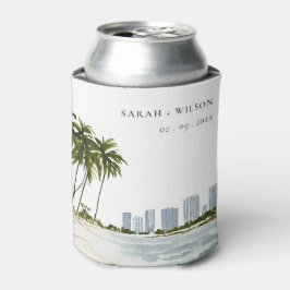 Miami Florida Wasserfarbenpalme Landschaft Hochzei Dosenkühler