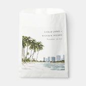 Miami Florida Wasserfarbenpalme Landschaft Hochzei Geschenktütchen (Vorderseite)