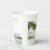 Miami Florida Wasserfarbenpalme Landschaft Hochzei Pappbecher (Links)