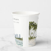 Miami Florida Wasserfarbenpalme Landschaft Hochzei Pappbecher (Rechts)