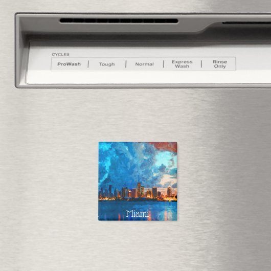 Miami Florida Watercolor Stadtansicht Magnet (In Situ (Geschirrspüler))