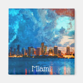 Miami Florida Watercolor Stadtansicht Magnet (Vorne)