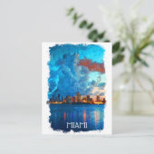 Miami Florida Watercolor Stadtansicht Postkarte (Stehend Vorderseite)