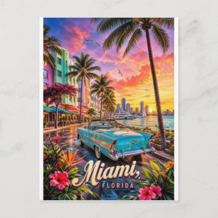Miami Florida Waterfront-Sonnenuntergang Postkarte