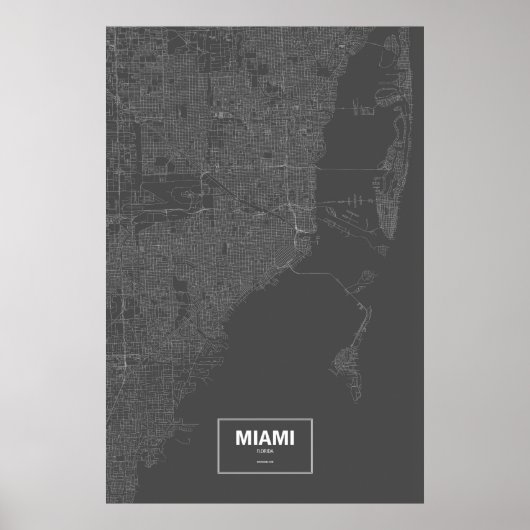 Miami, Florida (weiß auf schwarz) Poster (Vorne)