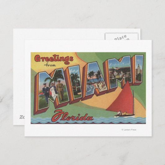 Miami, FloridaGroße BriefszenenMiami, FL 2 Postkarte (Vorne/Hinten)