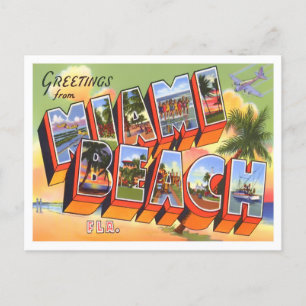Miami, Floridas Vintage Großbuchstaben Postkarte