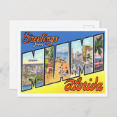 Miami, Floridas Vintage Großbuchstaben Postkarte (Vorne/Hinten)