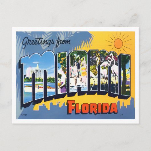 Miami, Floridas Vintage Großbuchstaben Postkarte (Vorderseite)