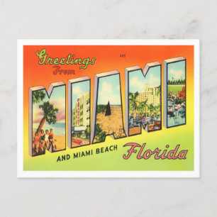 Miami, Floridas Vintage Großbuchstaben Postkarte