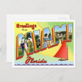 Miami, Floridas Vintage Großbuchstaben Postkarte (Vorne/Hinten)
