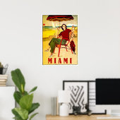 Miami, Frau am Sandstrand, Jahrgang Reise Poster (Heimbüro)