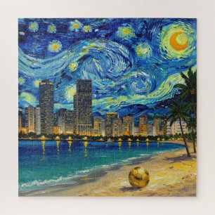 Miami Golden Shore Fußball Elegant und Öl Feinkuns Puzzle