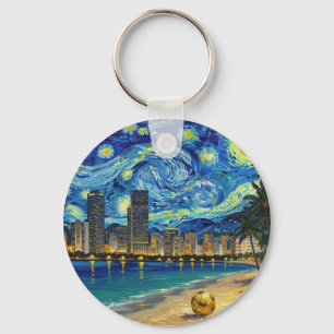Miami Golden Shore Soccer Elegant und Öl-Fine-Art Schlüsselanhänger