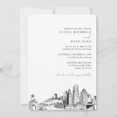 Miami Hochzeit in Urlaubsort Skyline Einladung (Vorderseite)