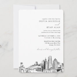 Miami Hochzeit in Urlaubsort Skyline Einladung