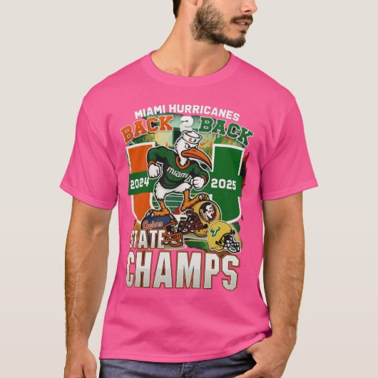 Miami Hurricanes Black Back 2 Back State Champs gi T-Shirt (Vorderseite)